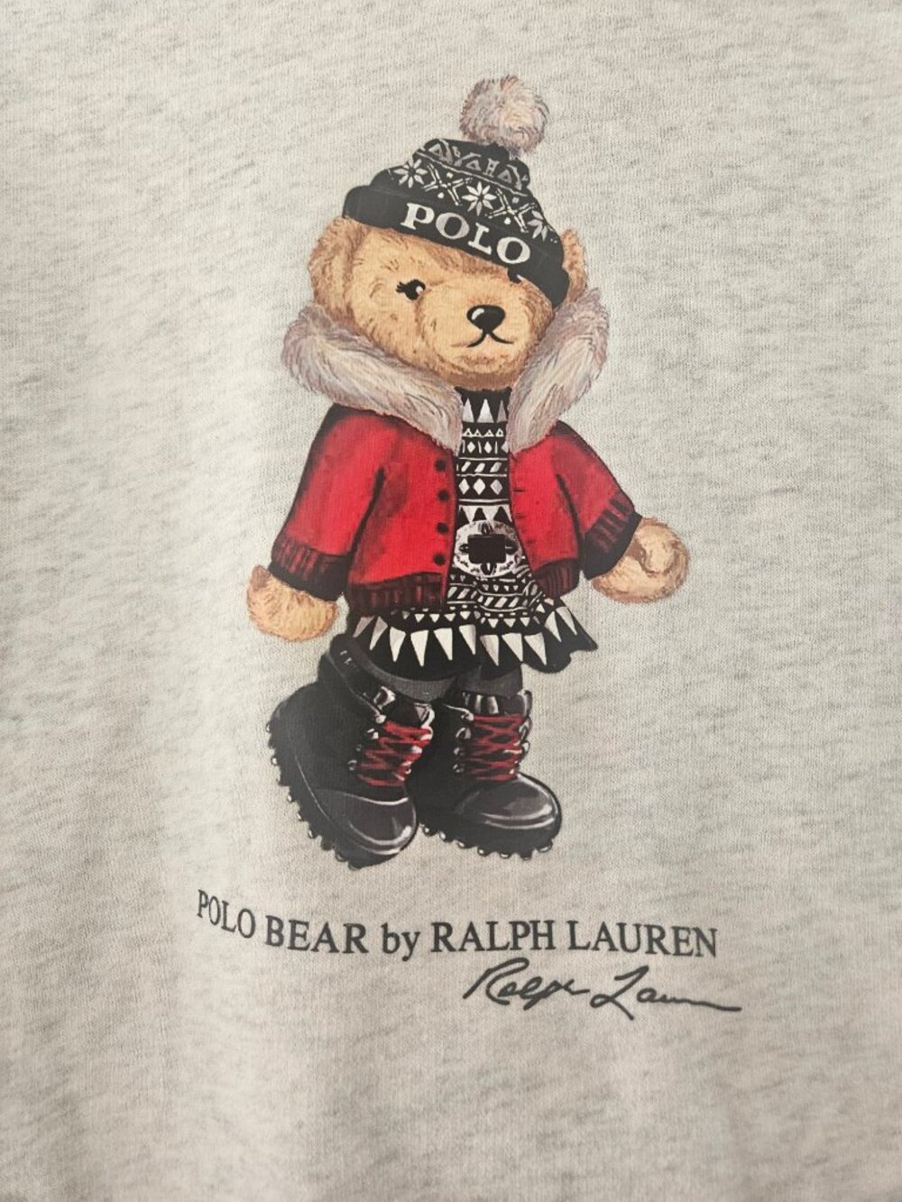 Polo Ralph Lauren Girls L 12-14 Ski Polo Bear Grey Sweatshirt Fits Women XS S